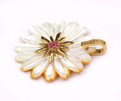 Flower Silver Pave Diamond Pendant