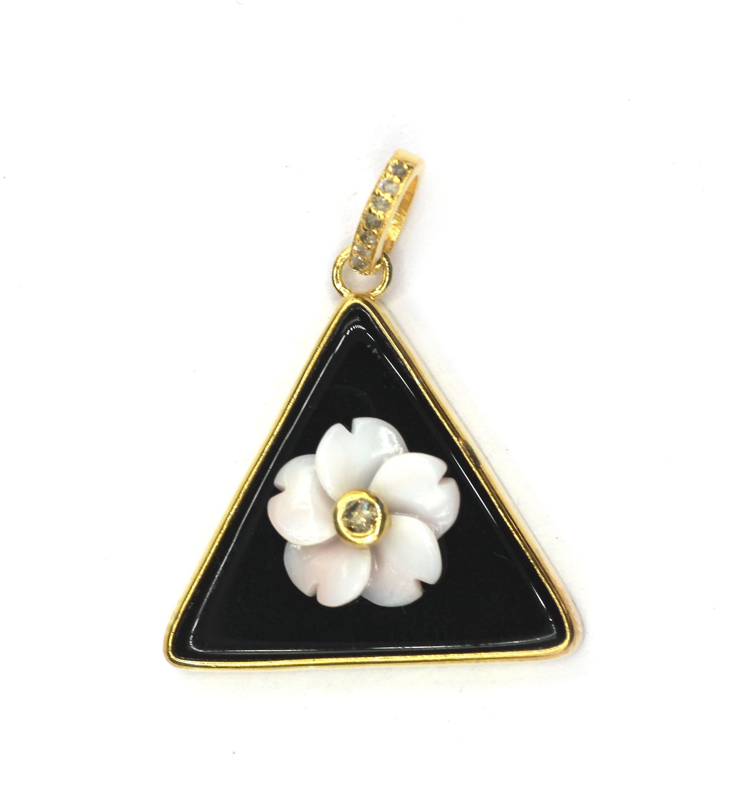 Triangle Silver Pave Diamond Pendant