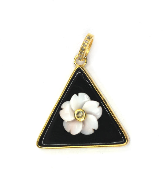 Triangle Silver Pave Diamond Pendant