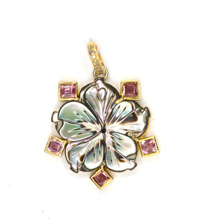 Flower Silver Pave Diamond Pendant
