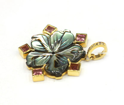 Flower Silver Pave Diamond Pendant