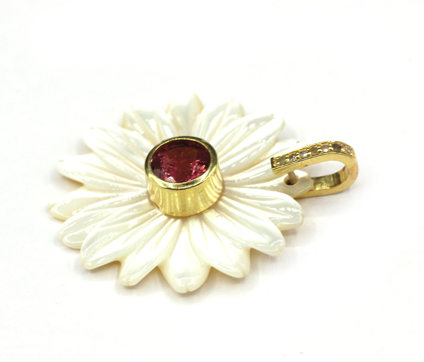 Flower Silver Pave Diamond Pendant