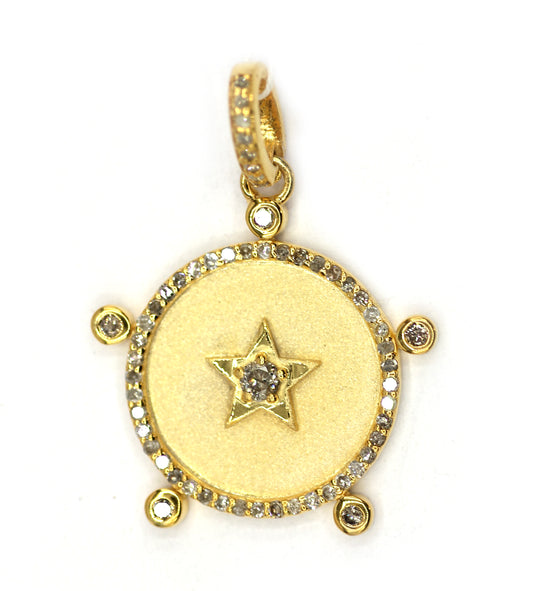Round Silver Diamond Pendant