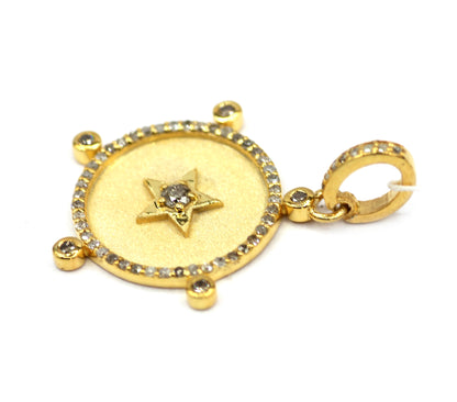 Round Silver Diamond Pendant
