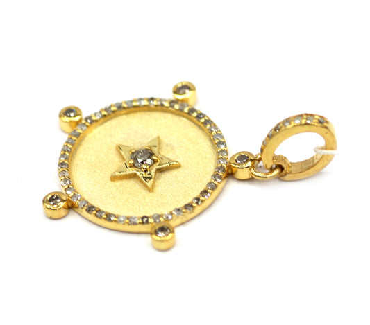 Round Silver Diamond Pendant