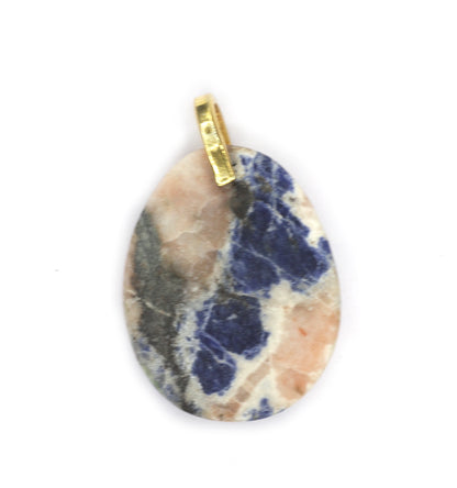Sunset Sodalite Silver Pave Diamond Pendant