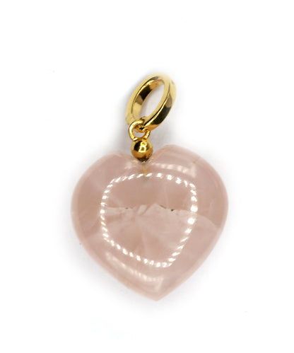 Rose Quartz Heart Shape Pave Diamond Pendant