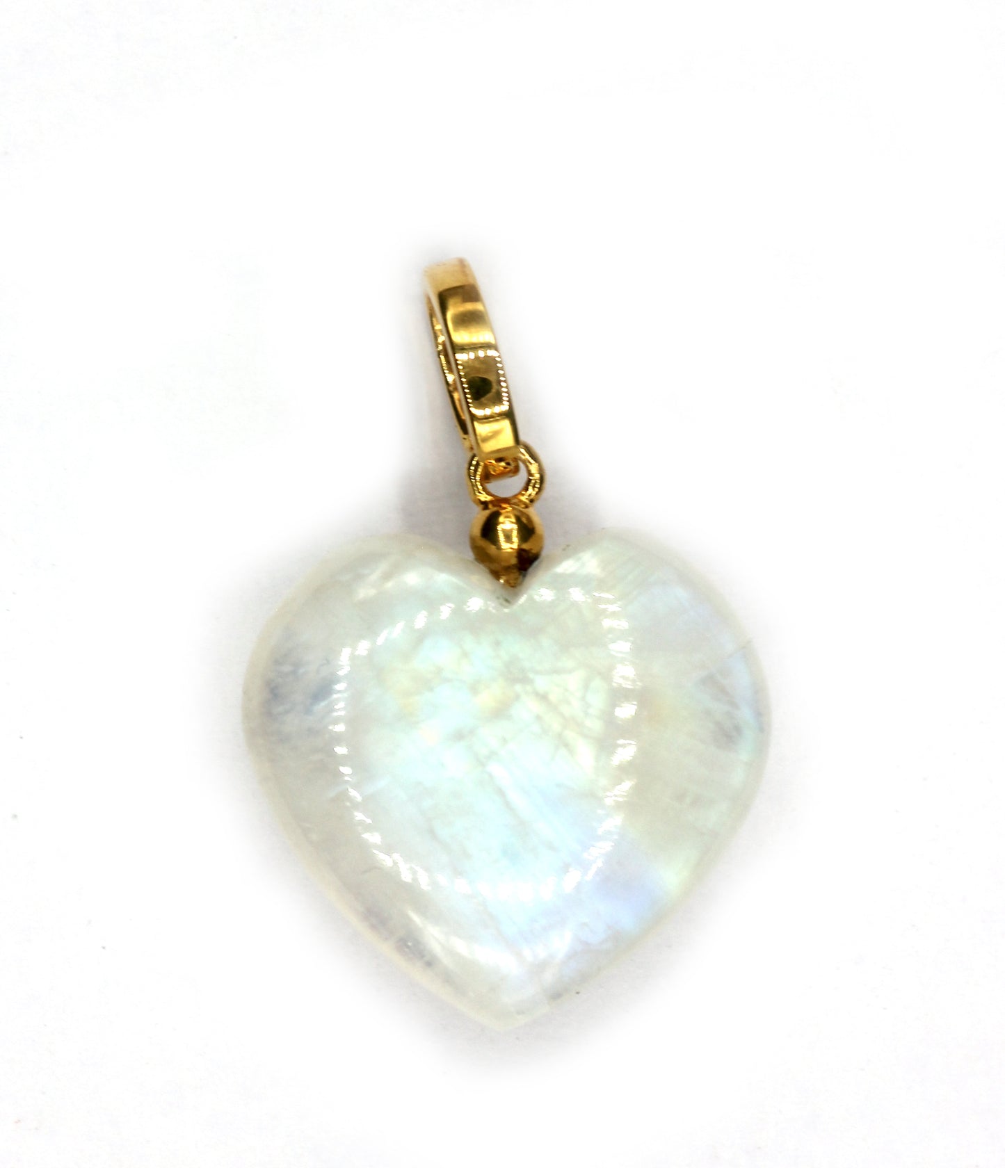 Rainbow Moonstone Heart Shape Pave Diamond Pendant