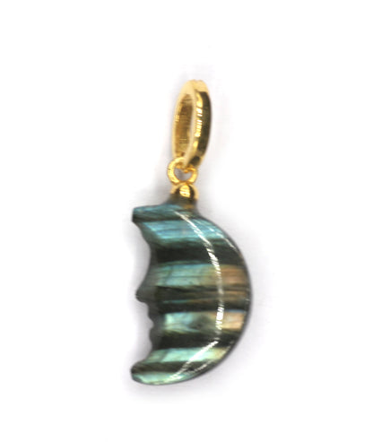 Moon Silver Pave Diamond Pendant