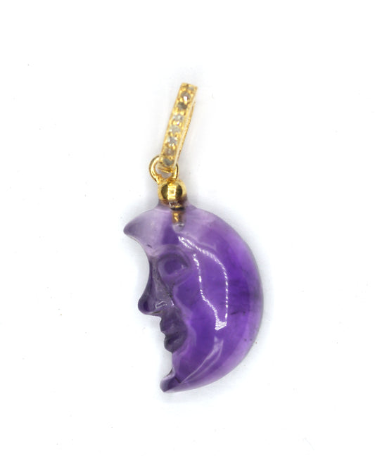 Moon Silver Pave Diamond Pendant