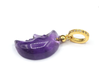 Moon Silver Pave Diamond Pendant