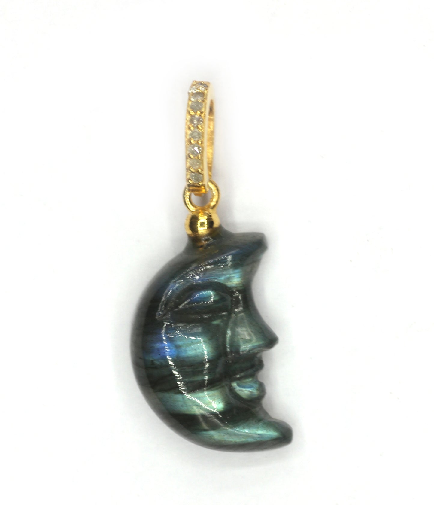 Moon Silver Pave Diamond Pendant