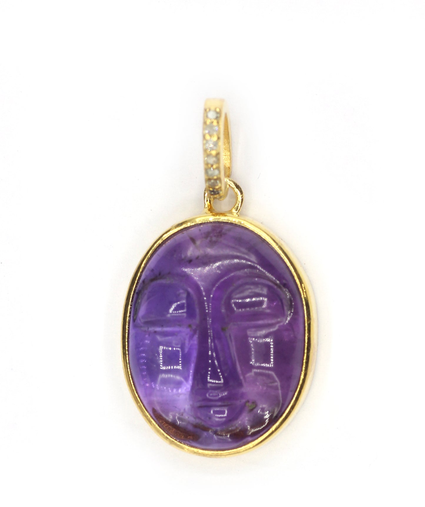 Amethyst Oval Pave Diamond Pendant