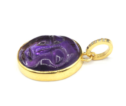Amethyst Oval Pave Diamond Pendant
