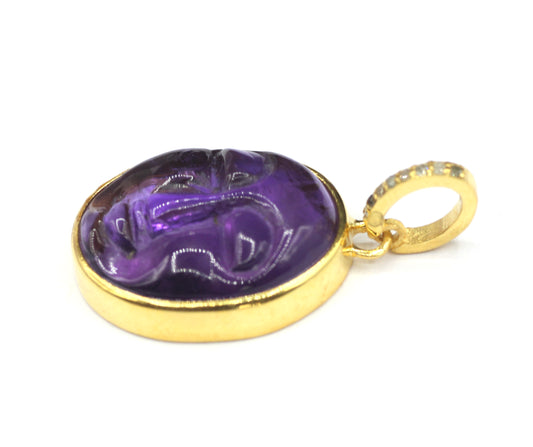 Amethyst Oval Pave Diamond Pendant