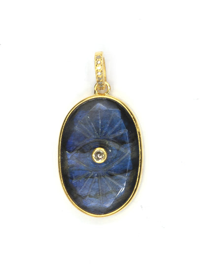 Labradorite Oval Pave Diamond Pendant