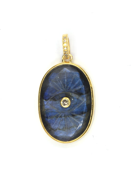 Labradorite Oval Pave Diamond Pendant