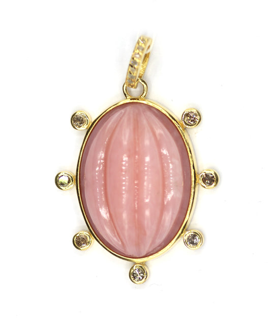 Oval Silver Diamond Pendant