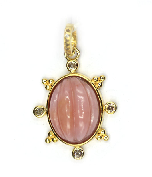Oval Silver Diamond Pendant