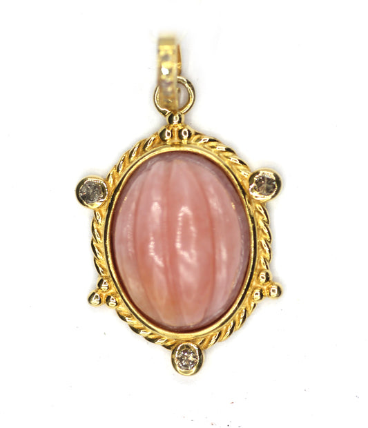 Oval Silver Diamond Pendant