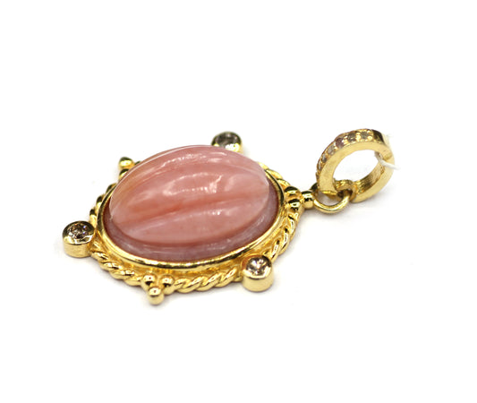 Oval Silver Diamond Pendant