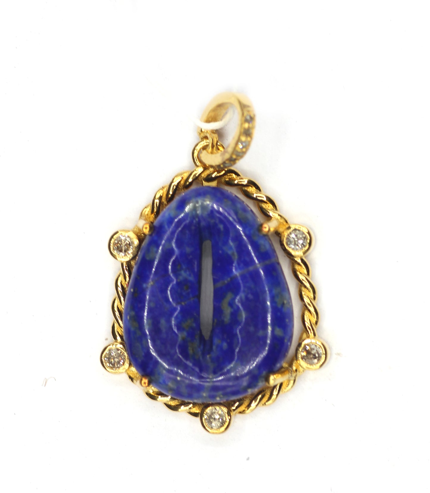 Cowrie Shell Silver Pave Diamond Pendant