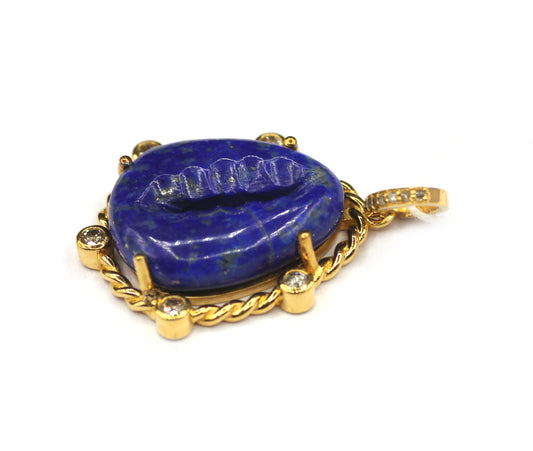 Cowrie Shell Silver Pave Diamond Pendant