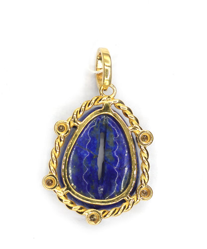 Cowrie Shell Silver Pave Diamond Pendant