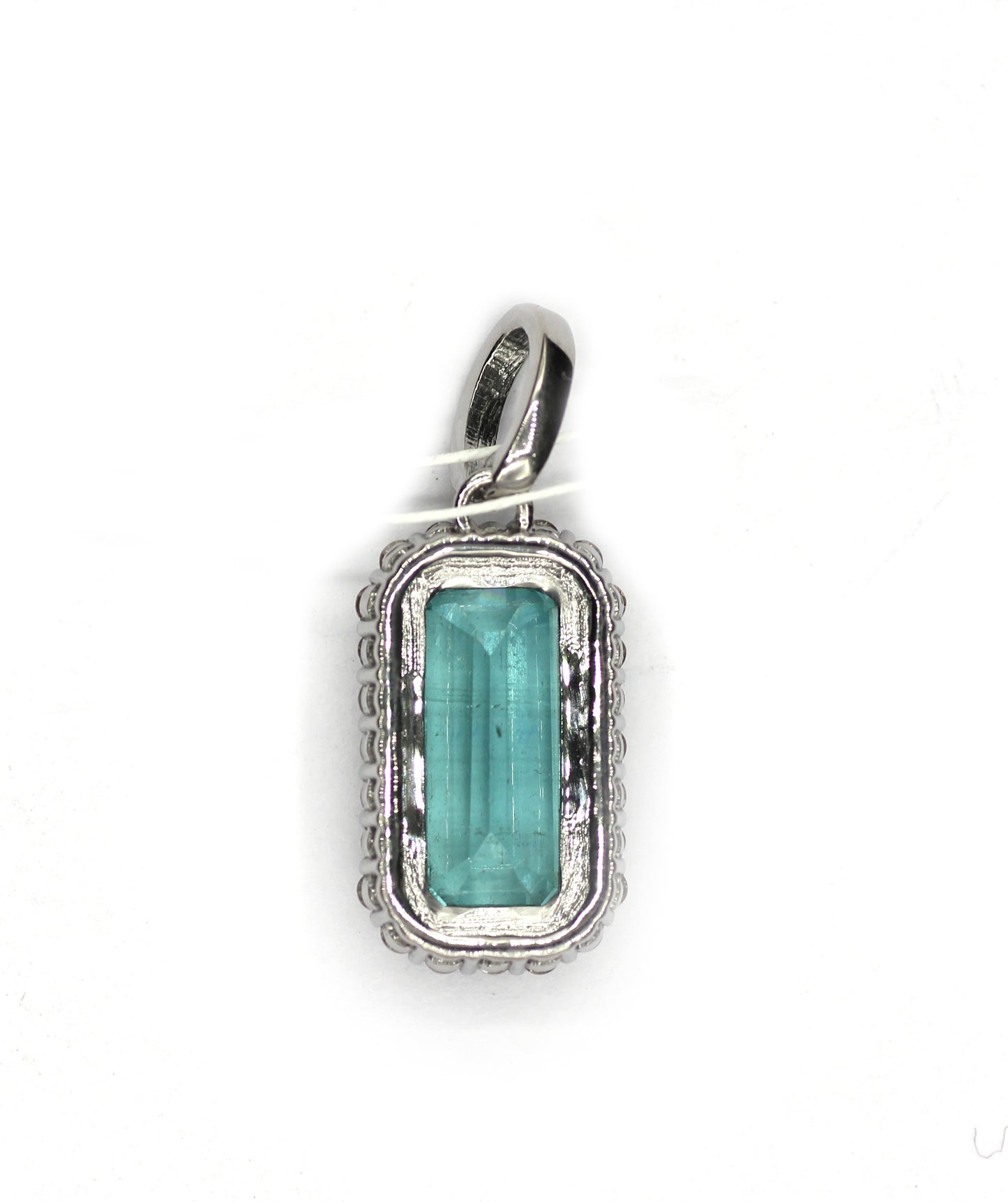 Rectangle Silver Pave Diamond Pendant