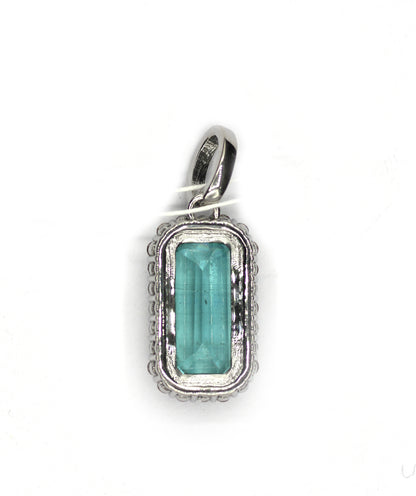 Rectangle Silver Pave Diamond Pendant