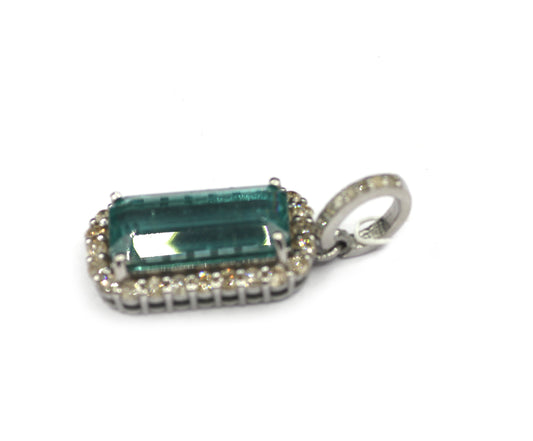 Rectangle Silver Pave Diamond Pendant