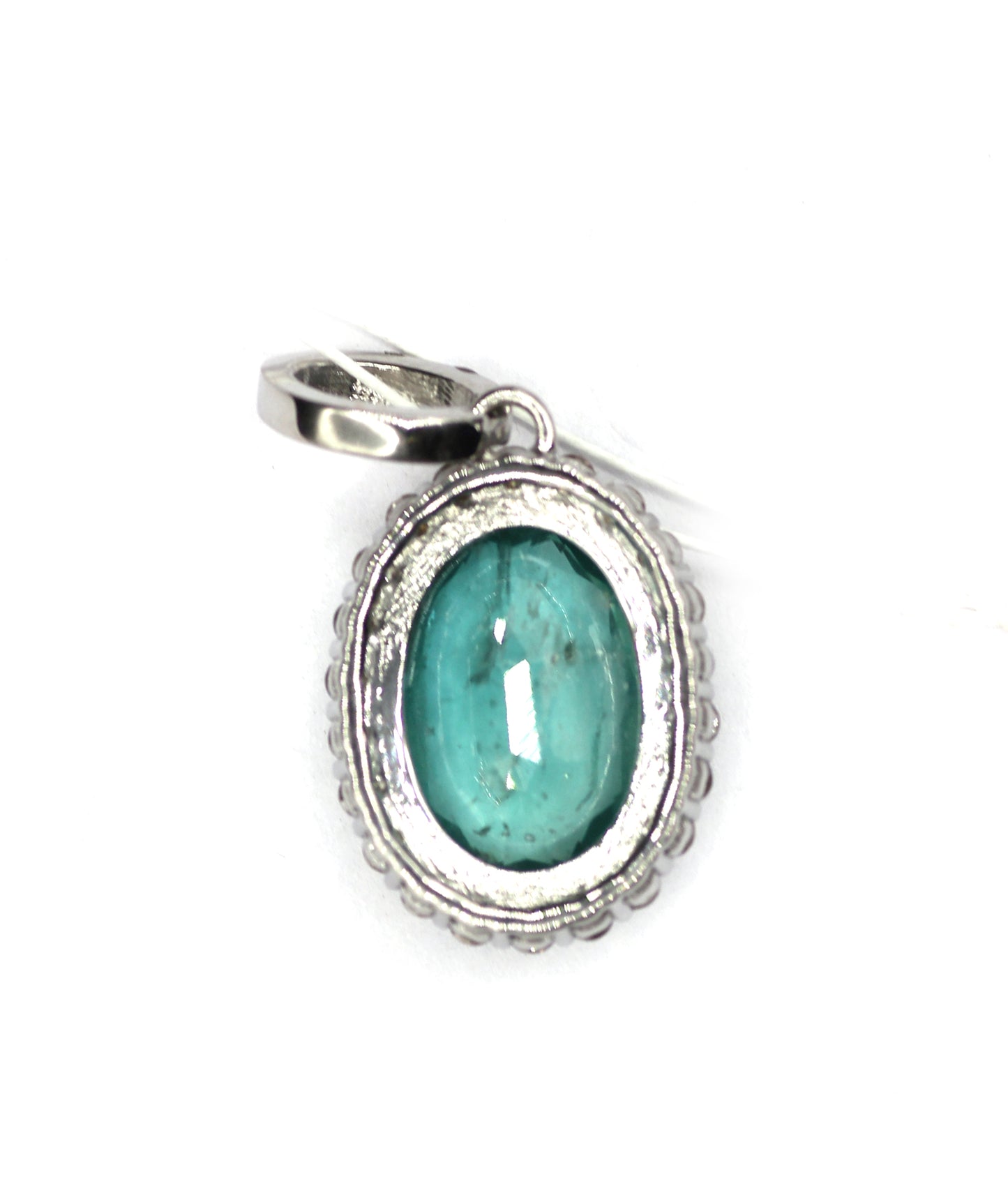 Oval Silver Pave Diamond Pendant