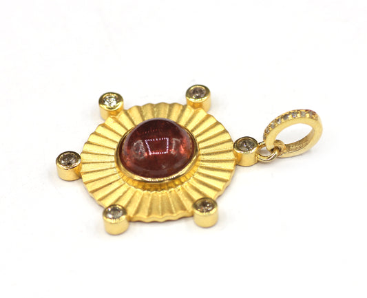 Round Silver Pave Diamond Pendant