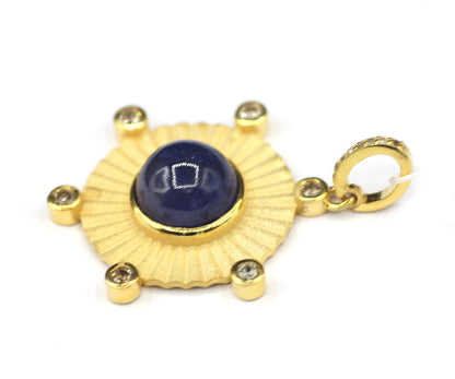 Round Silver Pave Diamond Pendant