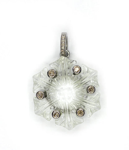 Round Silver Pave Diamond Pendant