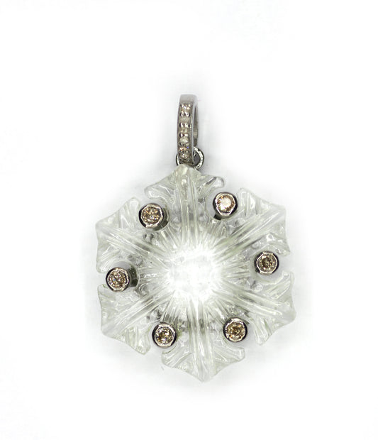 Round Silver Pave Diamond Pendant