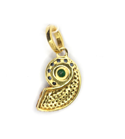 Mollusc shell Silver Pave Diamond Pendant