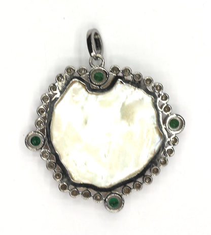 Round Silver Pave Diamond Pendant