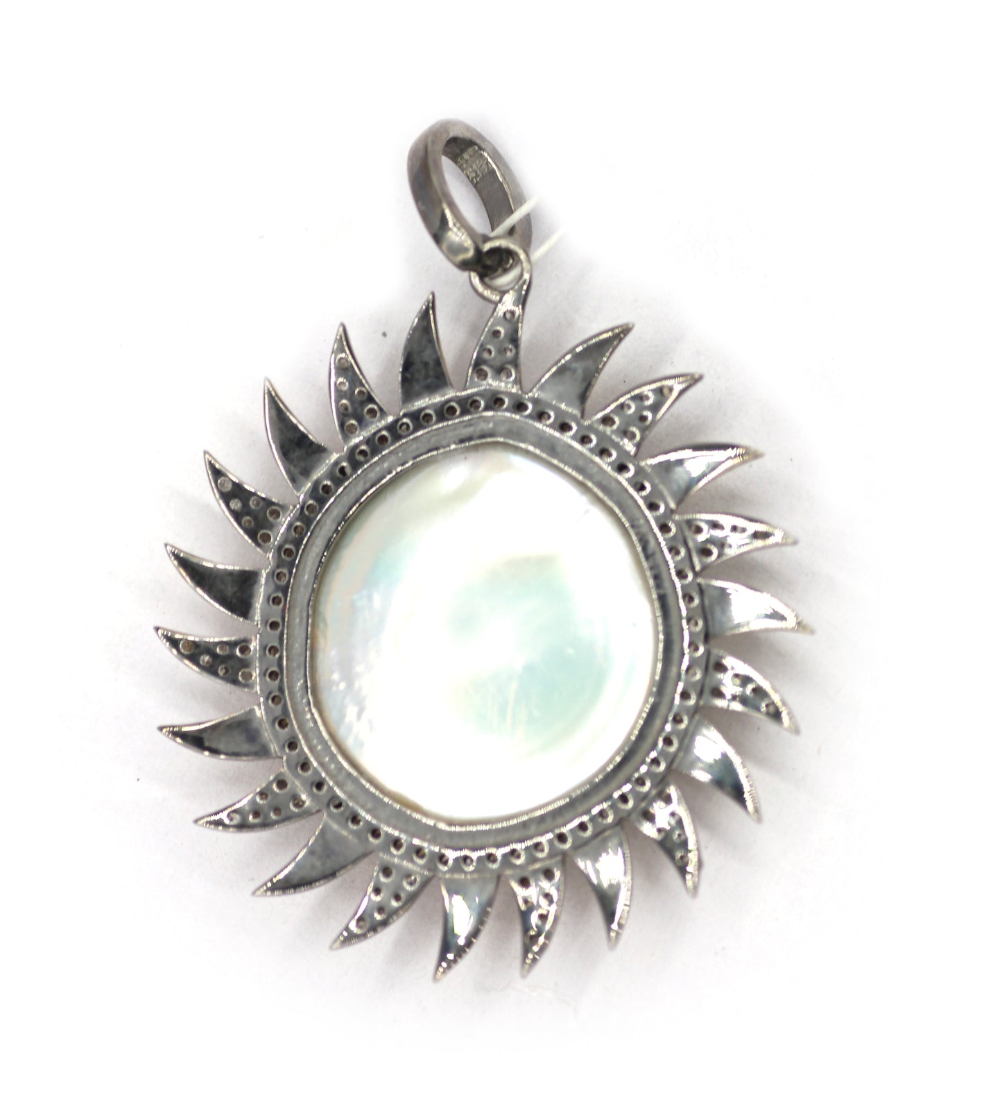 Star Silver Diamond Pendant With Pearl Stone