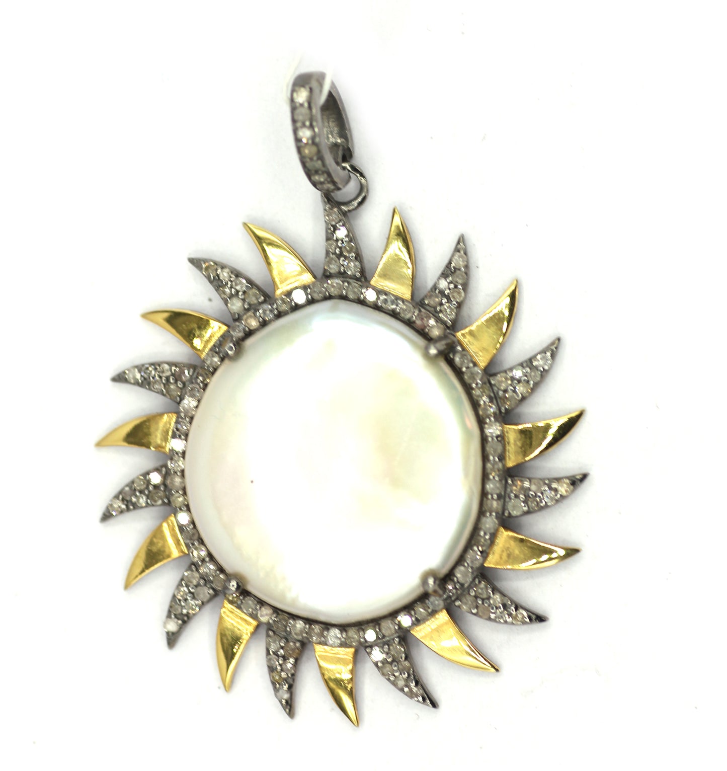 Star Silver Diamond Pendant With Pearl Stone