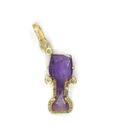 Wine Silver Pave Diamond Pendant