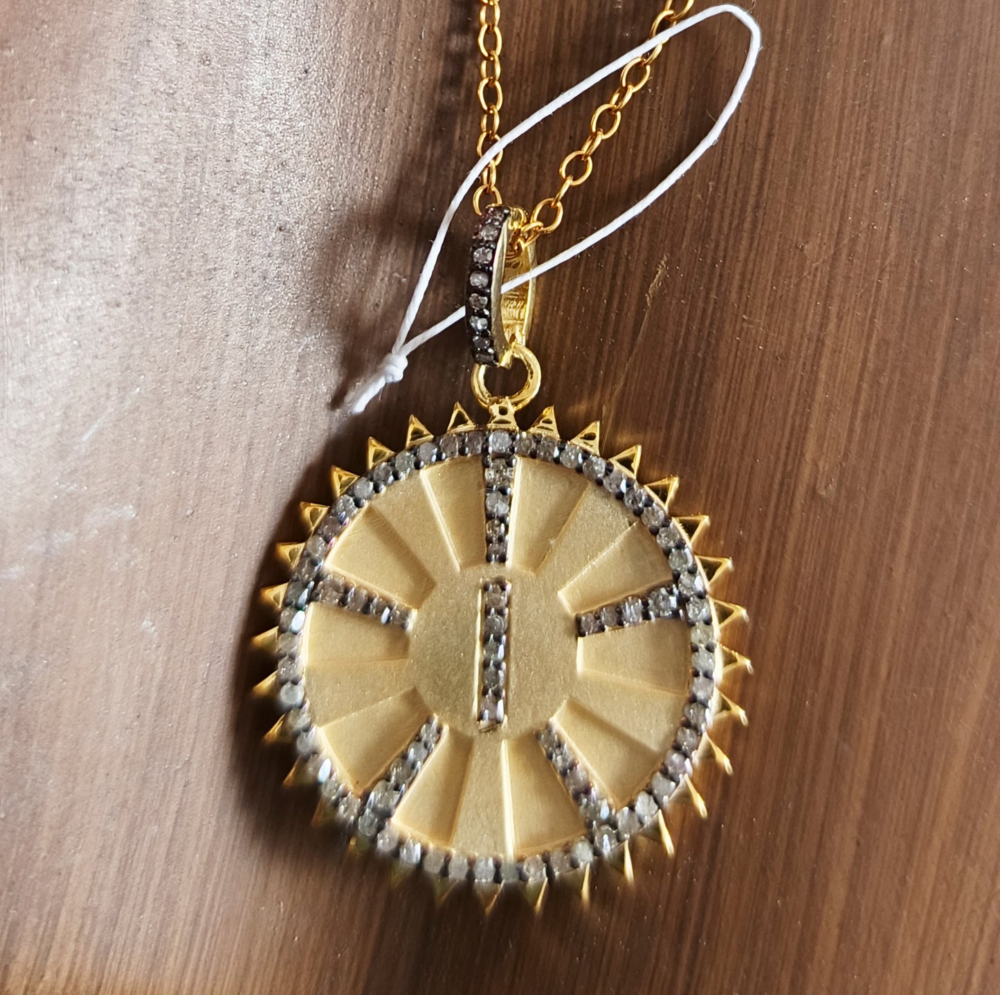 Round star pendant, 26 mm, 0.69 ct diamonds, 925 silver with gold-tone center