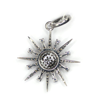 Star shaped sterling silver pendant with Diamond And Blue Sapphire