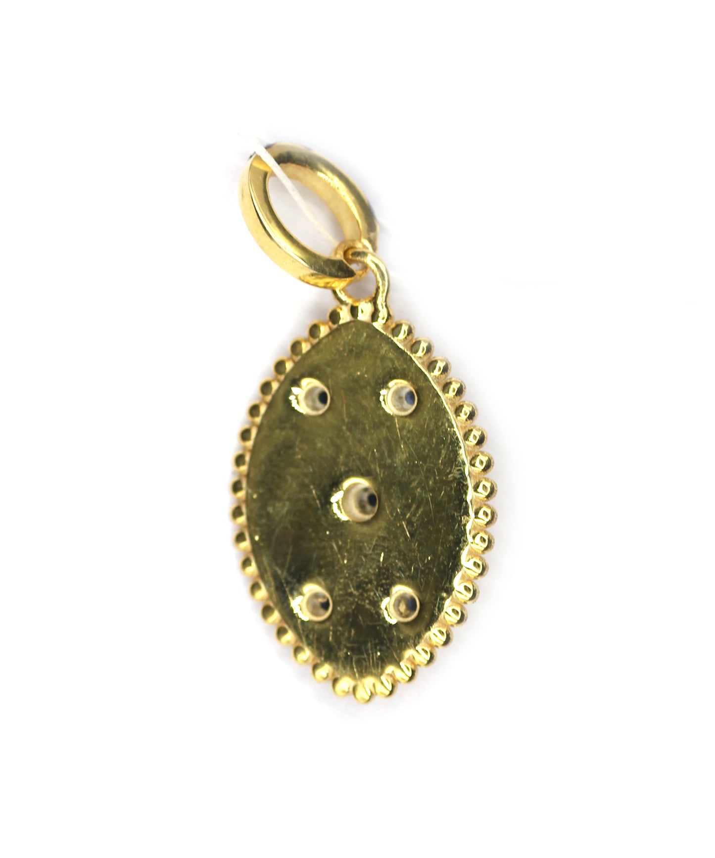 Gold Plated Marquise-shaped Blue Sapphire pendant with diamond