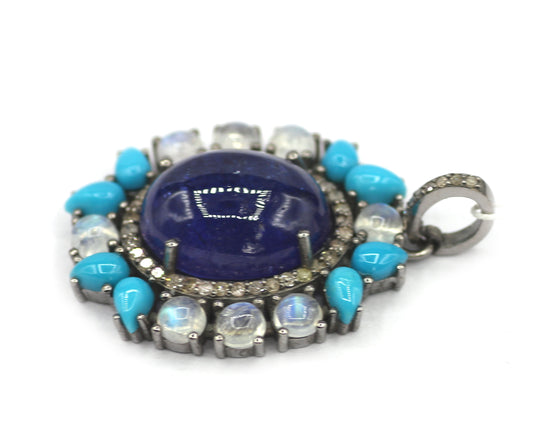 Tanzanite Silver Diamond Pendant