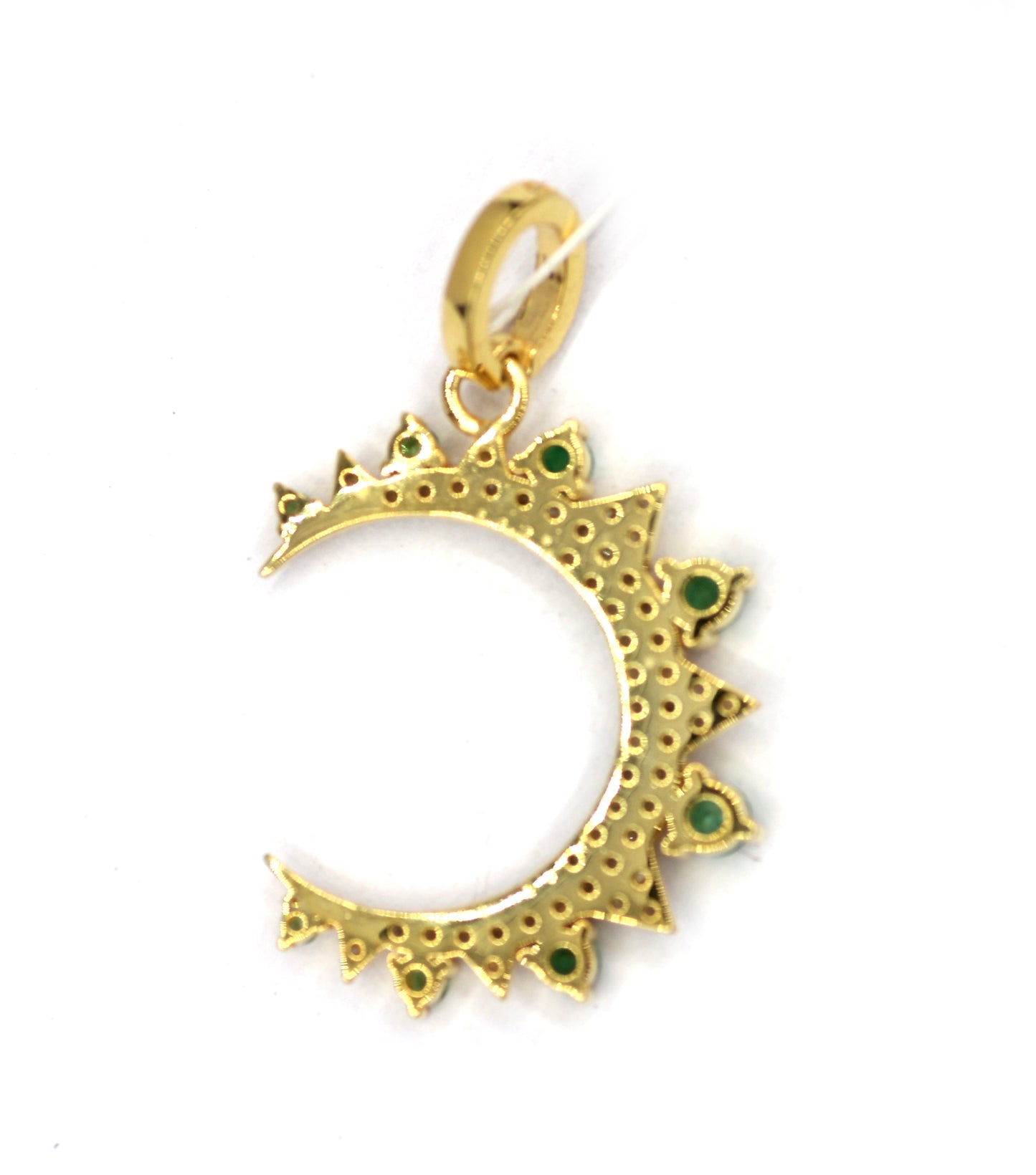 Moon Silver Diamond Pendant With Emerald Stone