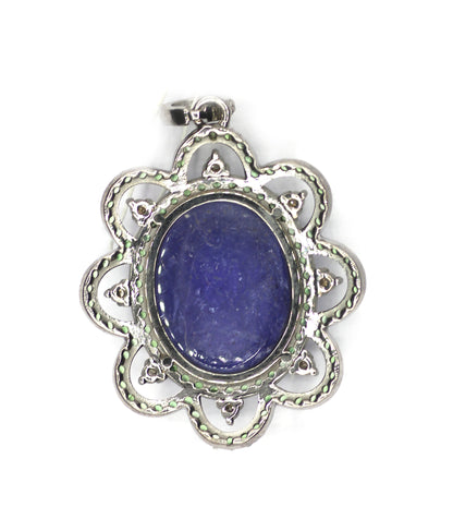 Tanzanite Silver Diamond Pendant With Tsavorite Stone