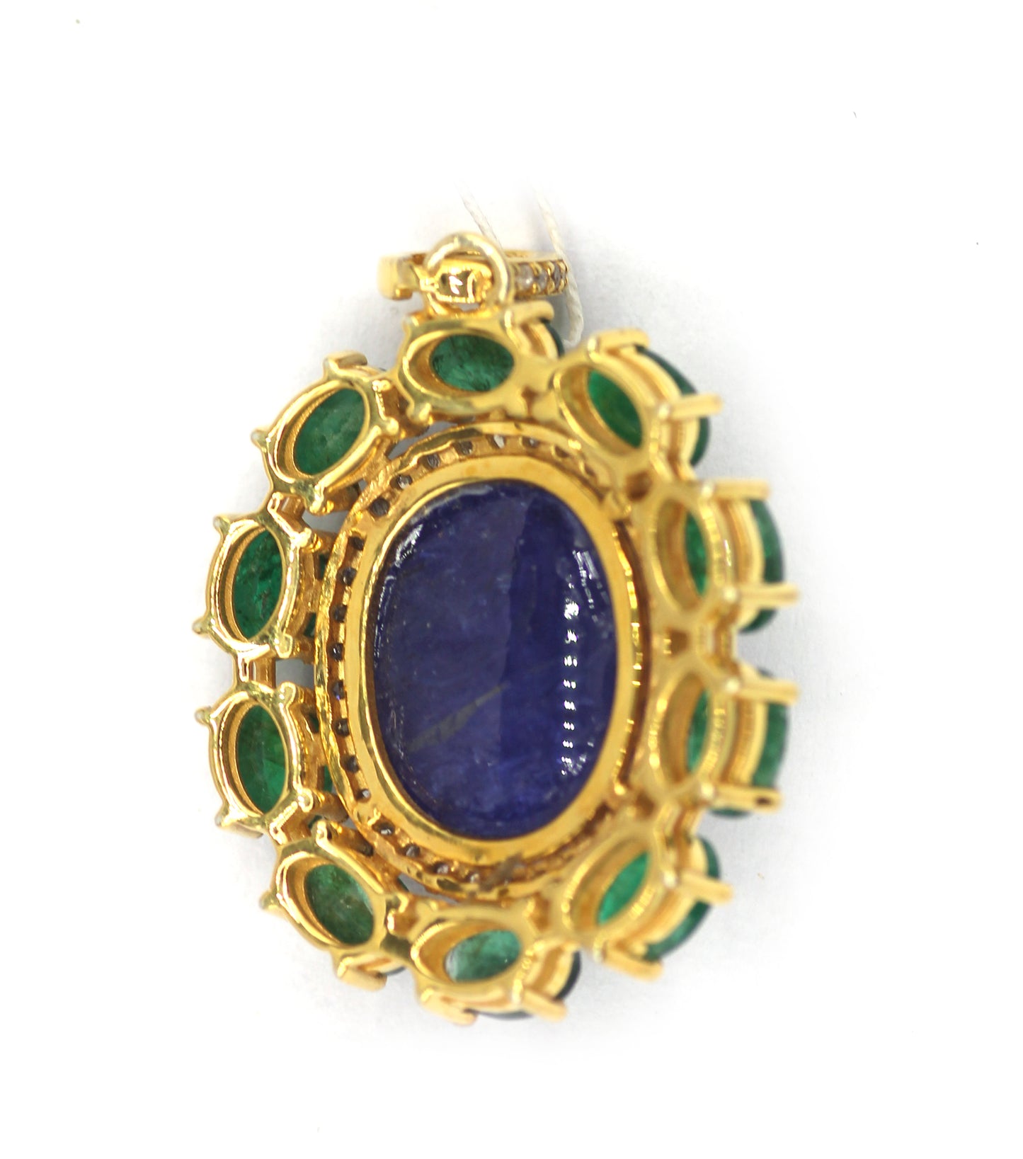 Tanzanite Silver Diamond Pendant With Emerald Stone
