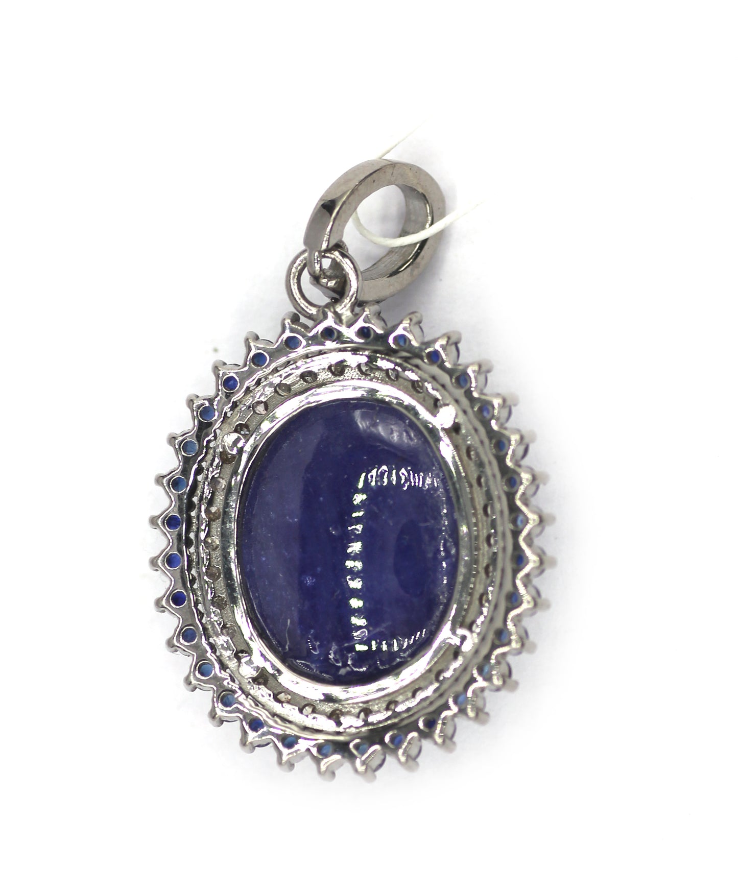 Tanzanite Silver Pave Diamond Pendant With Blue Sapphire Stone