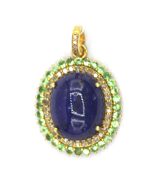 Tanzanite Silver Diamond Pendant